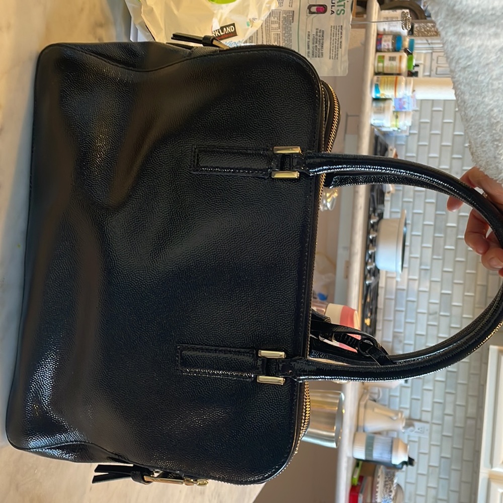 Tory Burch Black Patent Leather Tote with Tassel Detail - Picture 5 of 16